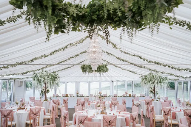 The Arboretum dressed with hanging foliage and chandeliers