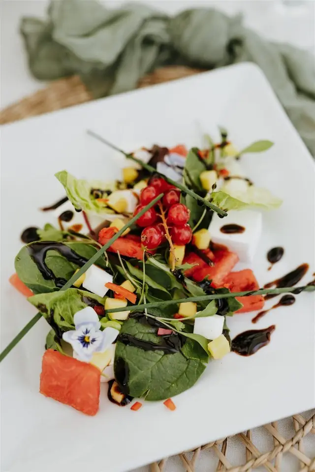 A colourful salad starter with balsamic