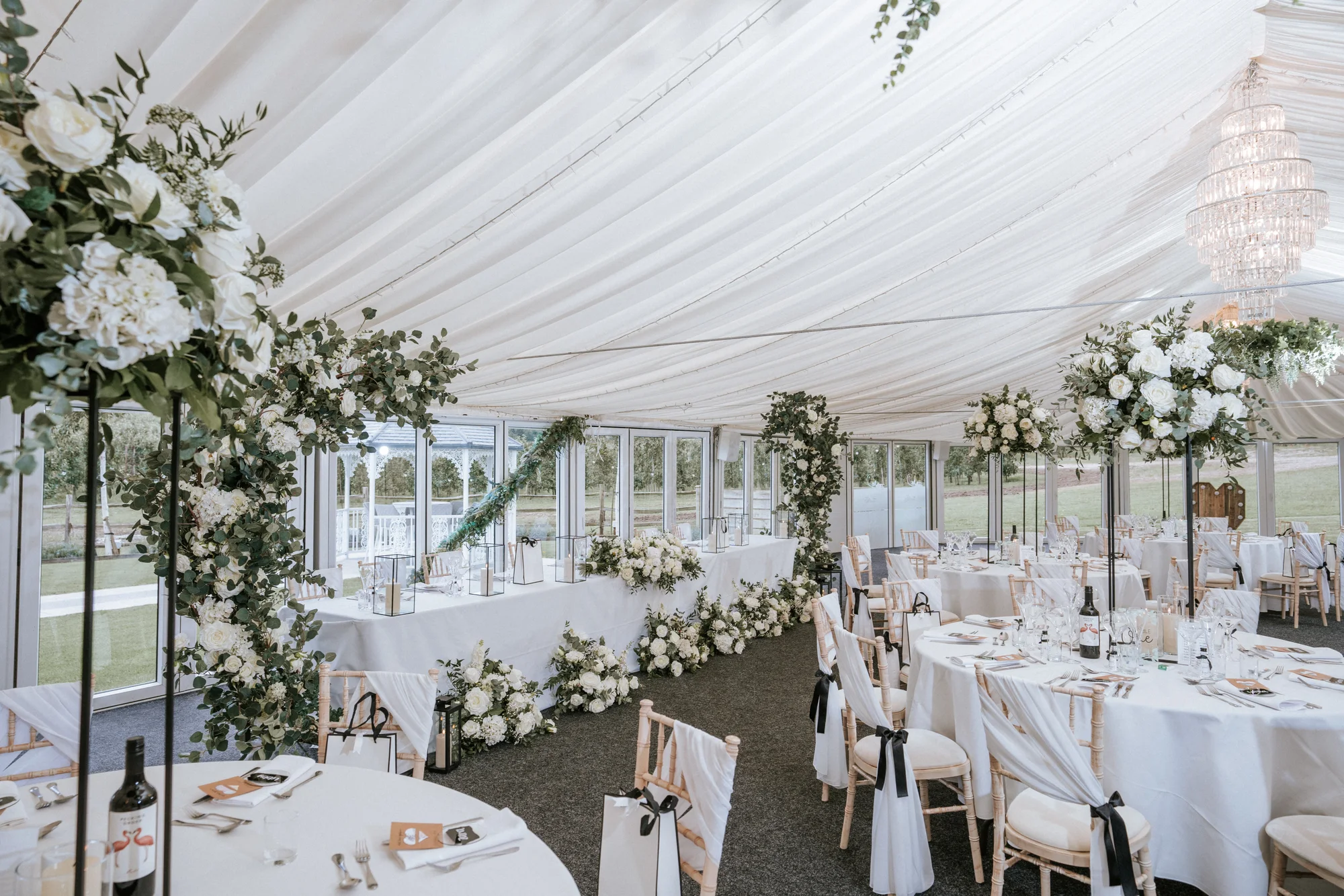 The Arboretum set for a wedding breakfast at The BarnYard